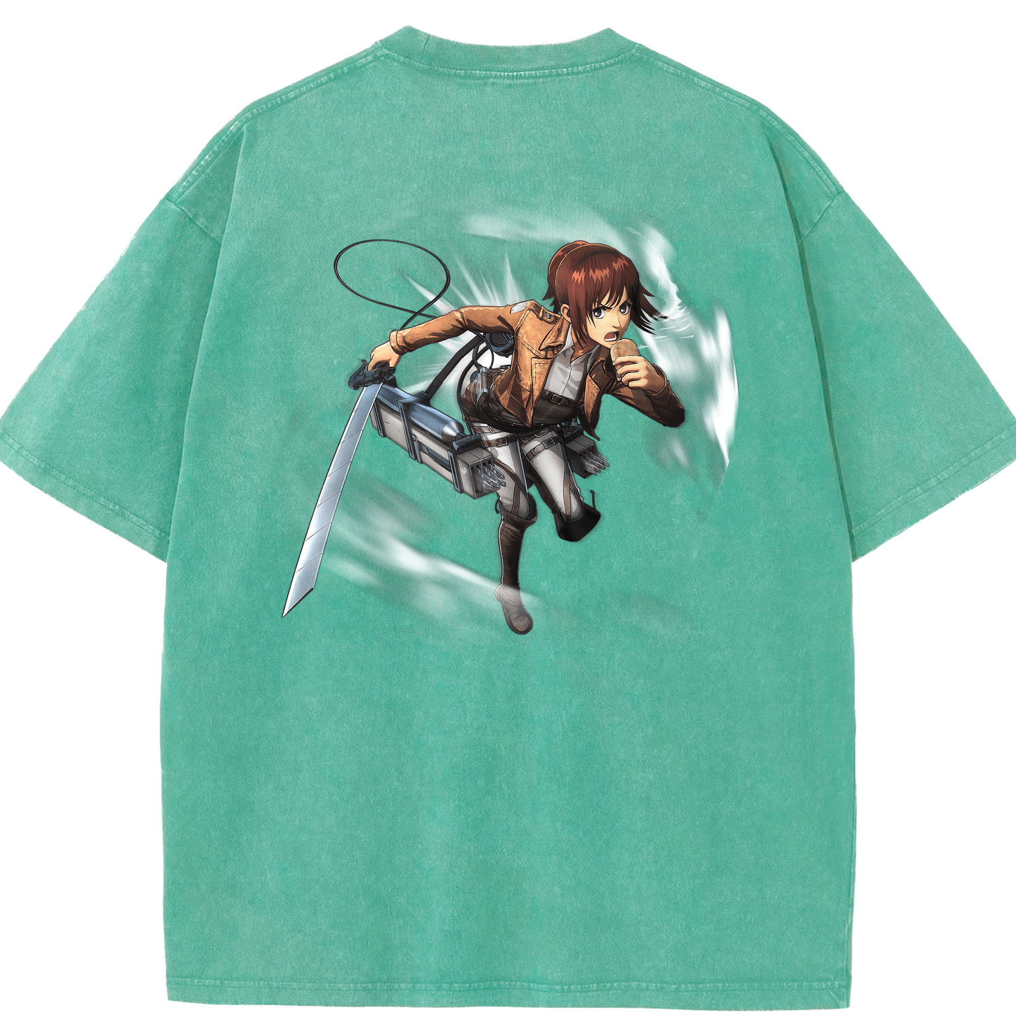 （画像用） 進撃の巨人 サシャ·ブラウス Attack on Titan Sasha Blaus 綿100% ヴィンテージ風 半袖Tシャツ（背面プリント）